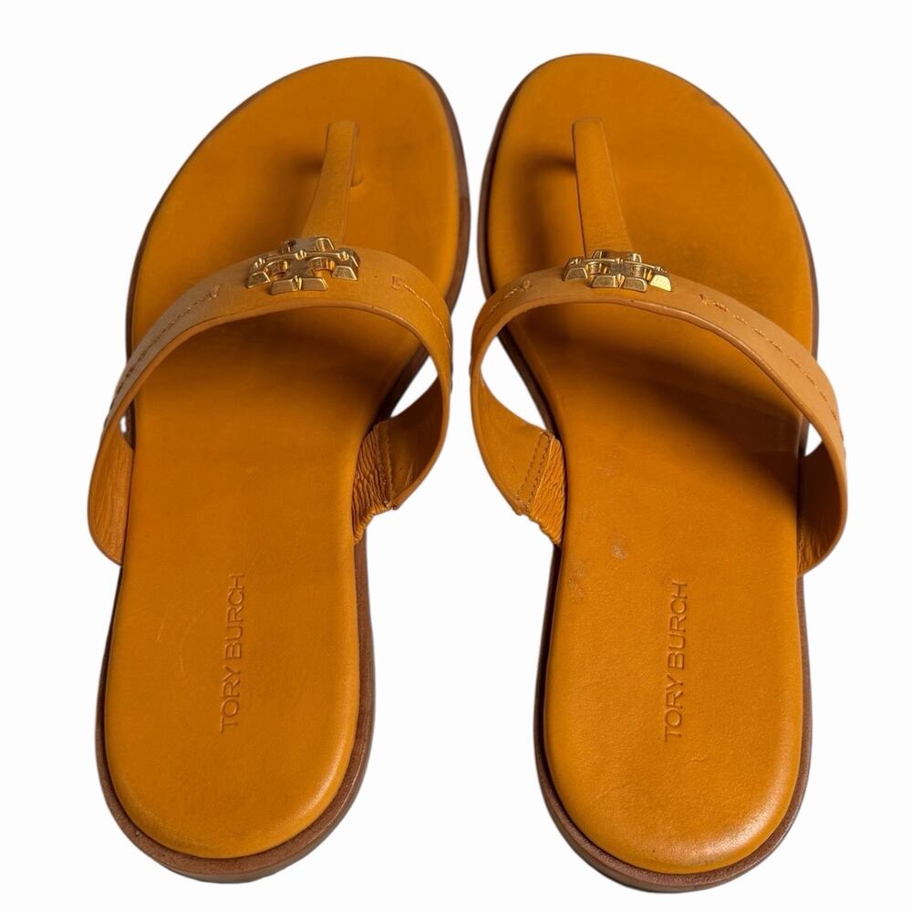 Tory Burch Orange and Gold MINI EVERLY FLAT SANDAL size 7.5 - Picture 6 of 10